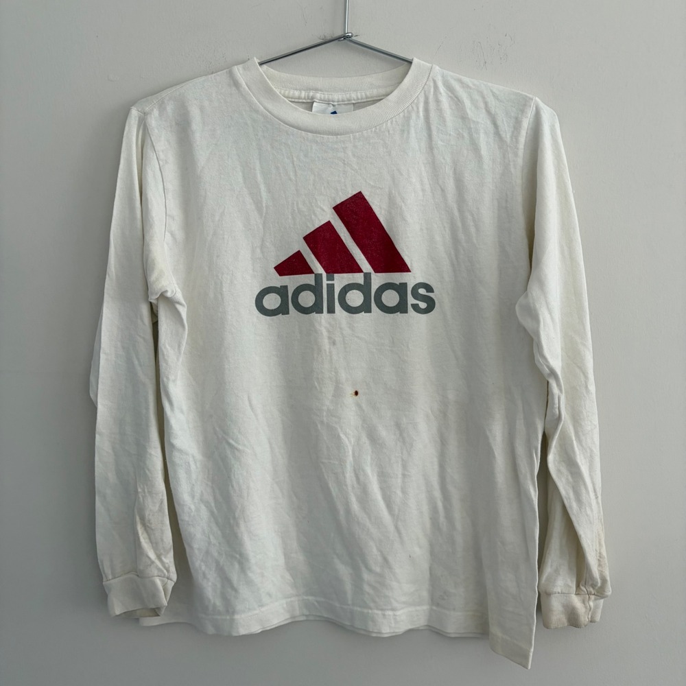 Vintage Adidas Long Sleeve Graphic T-Shirt White Large